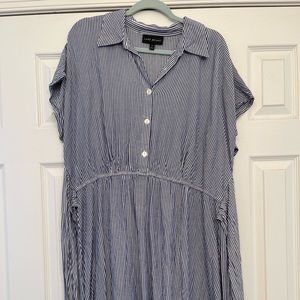 Seersucker pinstripe button-up shirtdress